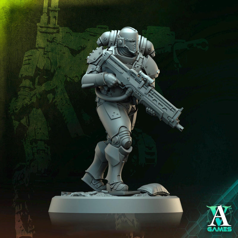 Sci-Fi Miniature Space Soldier Argo Commando |  28mm,32mm Scales & 54mm,75mm,100mm TALL | Resin Mini | Shocktrooper TPG | Archvillain Games - Only-Games