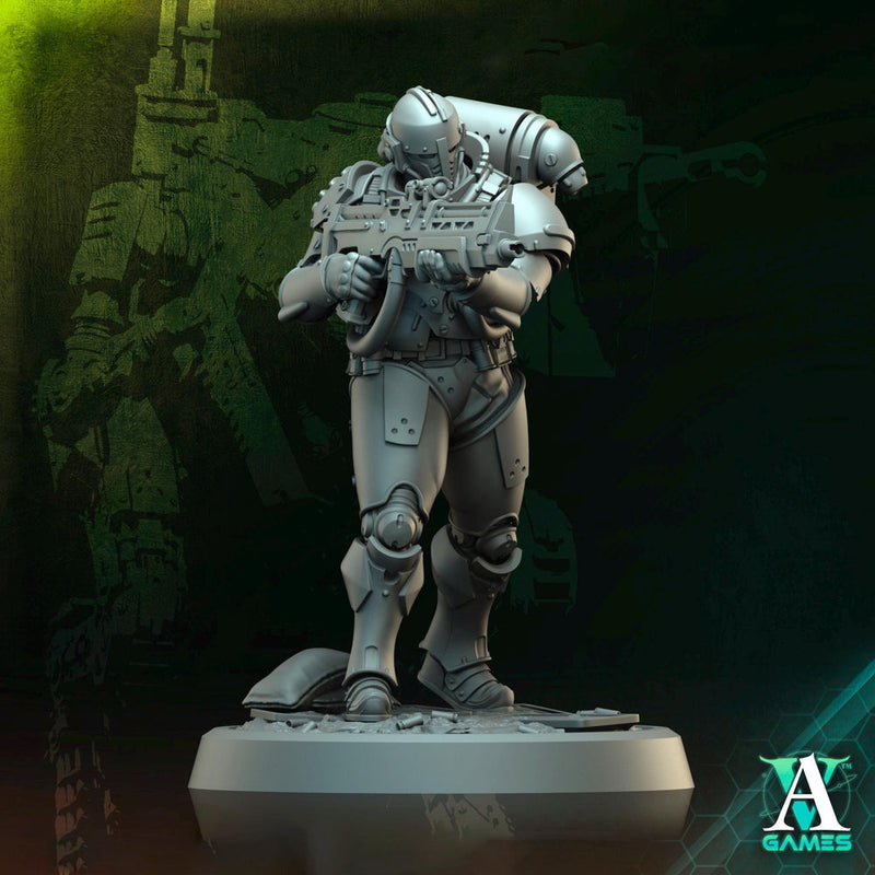 Sci-Fi Miniature Space Soldier Argo Commando |  28mm,32mm Scales & 54mm,75mm,100mm TALL | Resin Mini | Shocktrooper TPG | Archvillain Games - Only-Games