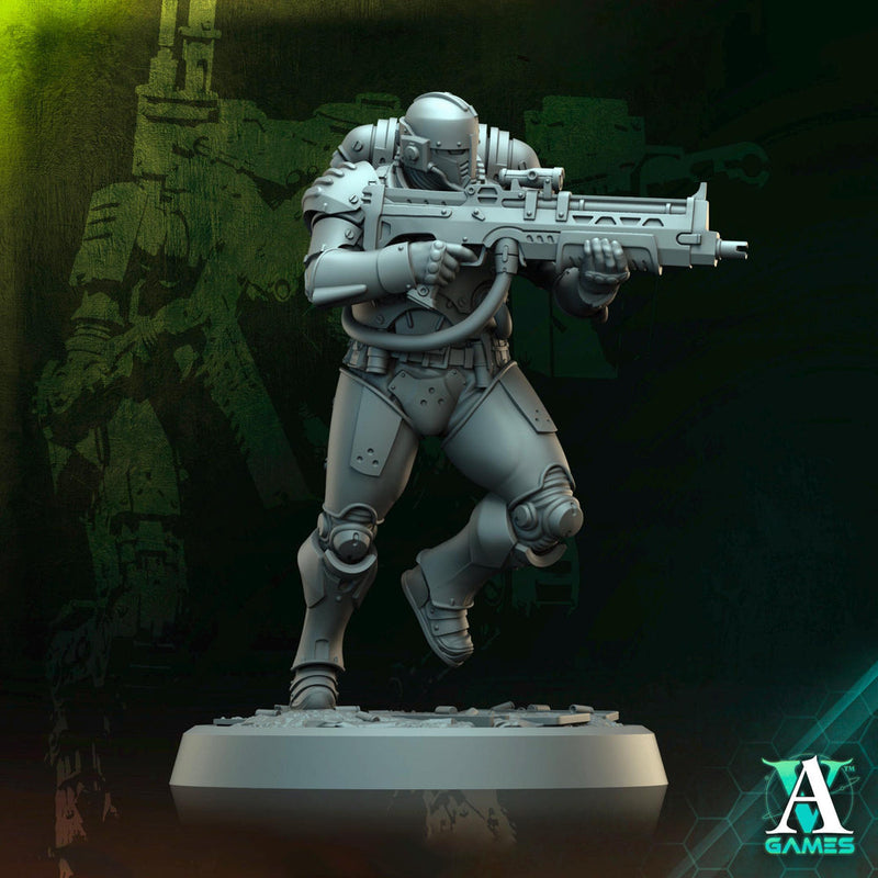 Sci-Fi Miniature Space Soldier Argo Commando |  28mm,32mm Scales & 54mm,75mm,100mm TALL | Resin Mini | Shocktrooper TPG | Archvillain Games - Only-Games