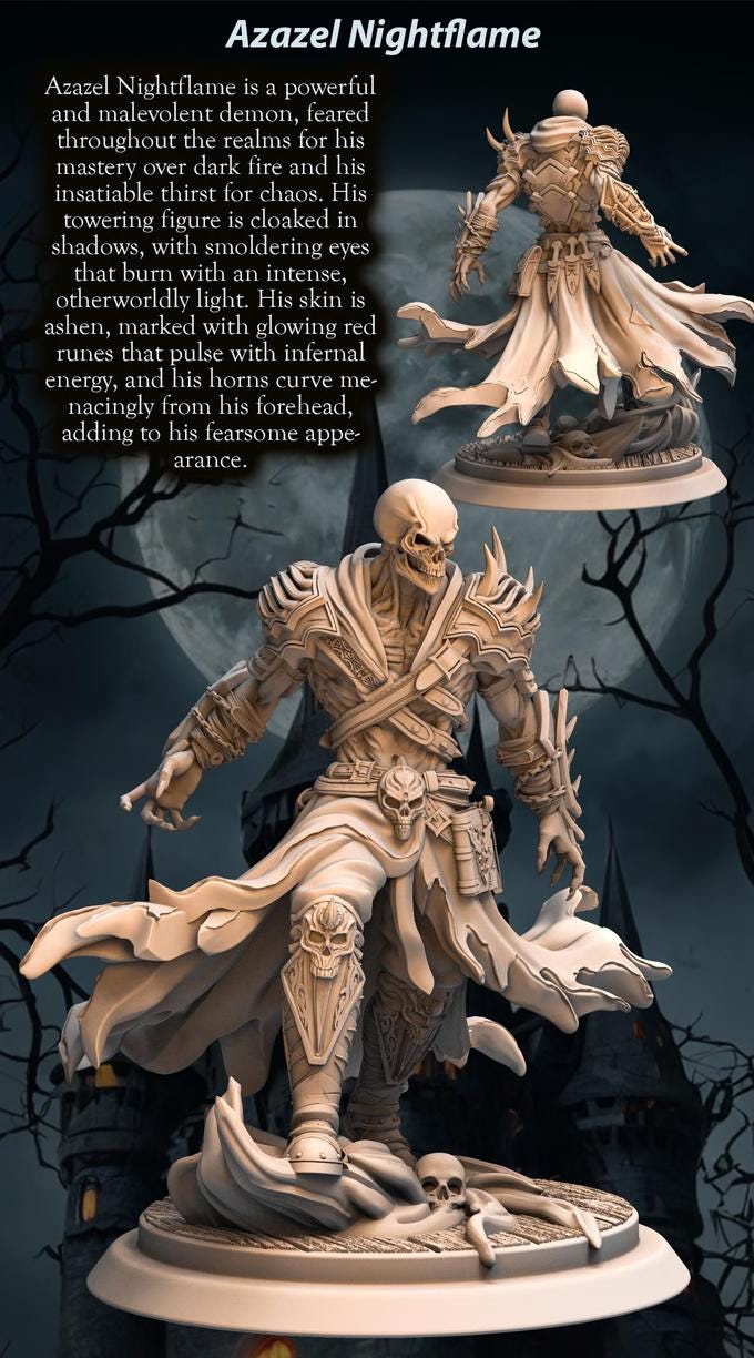 Undead Lich, Demon Fiend Miniature | 28mm,32mm,54mm,75mm,100mm Scales | Dungeons & Dragons figure gift idea DnD 5e | Pathfinder 2e | - Only-Games