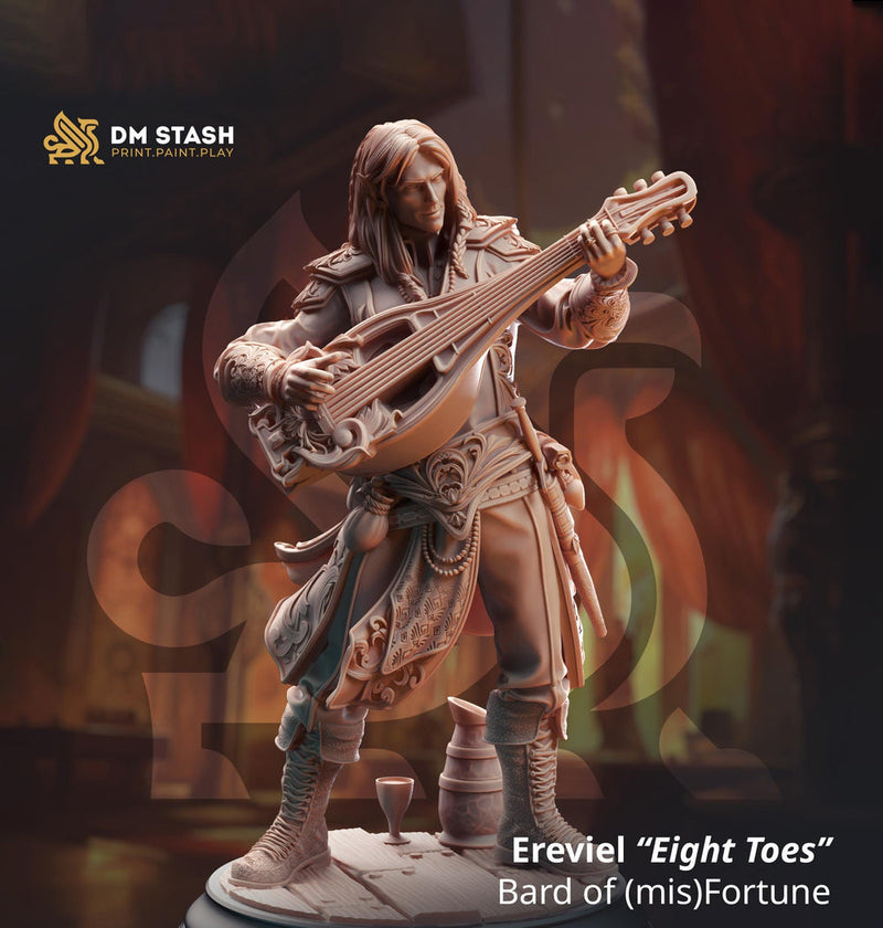 Male Bard Elf, Half-Elf,  Eladrin Unpainted Miniature D&D | 28mm, 32mm,54mm,75mm, 100mm Scales | Dungeons and Dragons  5E | DM Stash - Only-Games