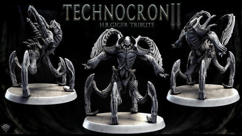 Sci-Fi Miniature Robot Enfield Dragoon, H.R Giger Style | Base Diameter Sizes: 50mm, 65mm,80mm | Resin Mini | Mini Monster Mayhem - Only-Games