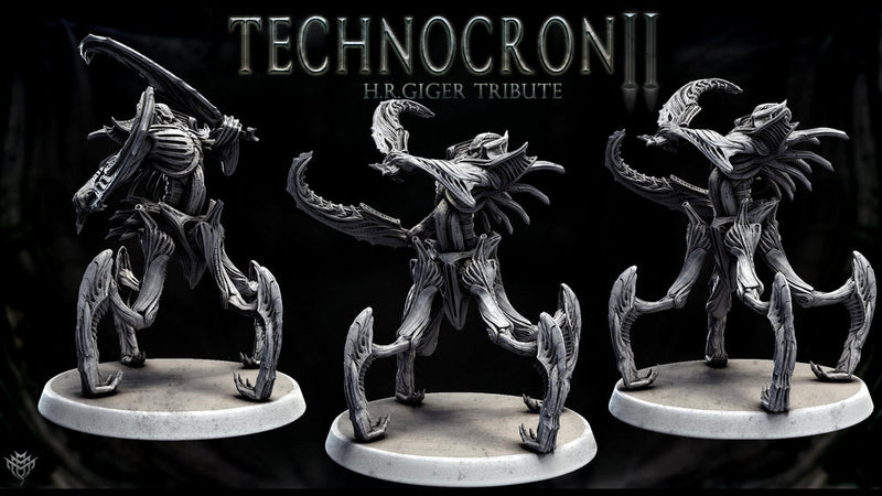 Sci-Fi Miniature Robot Enfield Dragoon, H.R Giger Style | Base Diameter Sizes: 50mm, 65mm,80mm | Resin Mini | Mini Monster Mayhem - Only-Games