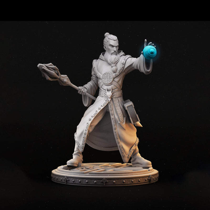 Human Male Wizard, Sorcerer, Warlock PC NPC Miniature | 28mm,32mm,54mm,75mm,100mm Scales | Dungeons and Dragons | Pathfinder | Battle Wizard - Only-Games