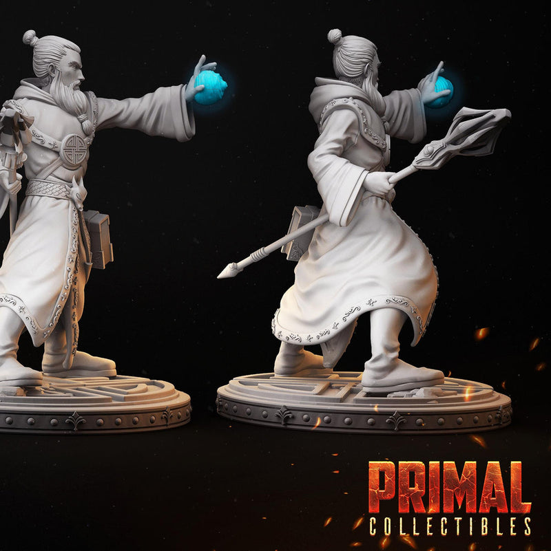 Human Male Wizard, Sorcerer, Warlock PC NPC Miniature | 28mm,32mm,54mm,75mm,100mm Scales | Dungeons and Dragons | Pathfinder | Battle Wizard - Only-Games
