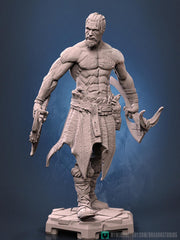 Human Barbarian Fighter Ranger Berserker PC NPC |Unpainted Miniature| 28mm,32mm,54mm,75mm,100mm Scales | Pathfinder Figure DnD | Figurine - Only-Games