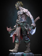 Human Barbarian Fighter Ranger Berserker PC NPC |Unpainted Miniature| 28mm,32mm,54mm,75mm,100mm Scales | Pathfinder Figure DnD | Figurine - Only-Games