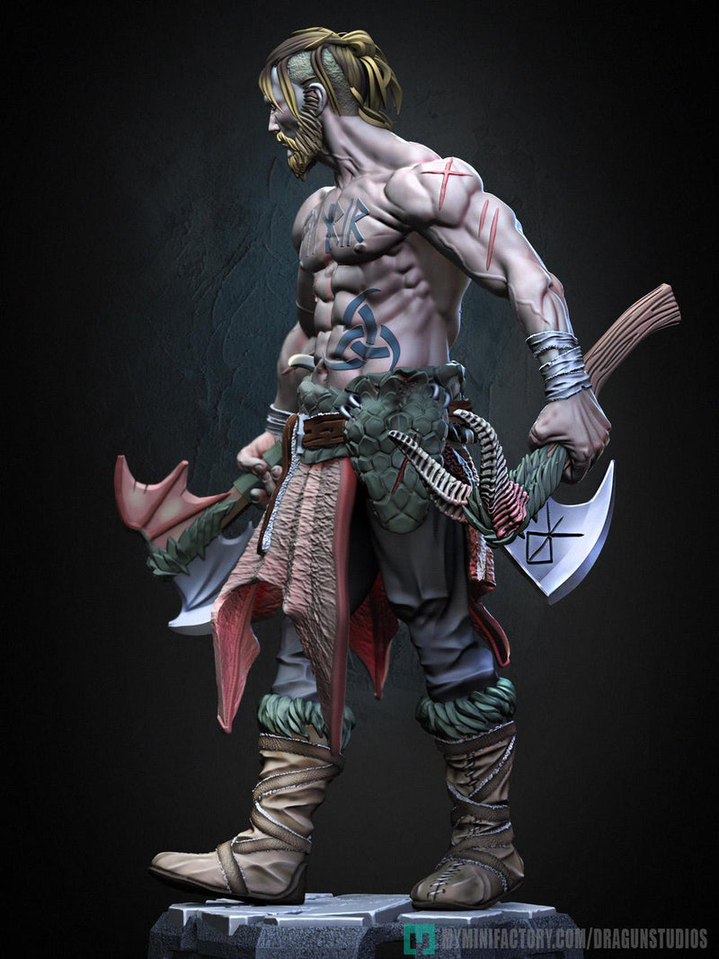 Human Barbarian Fighter Ranger Berserker PC NPC |Unpainted Miniature| 28mm,32mm,54mm,75mm,100mm Scales | Pathfinder Figure DnD | Figurine - Only-Games