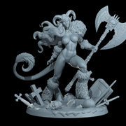 Female Tiefling Barbarian, Fighter, Ranger, PC NPC Miniature | NSFW Topless & Nude versions | 28mm, 32mm,54mm, 75mm, 100mm Scales |DnD 5e - Only-Games