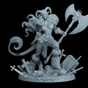 Female Tiefling Barbarian, Fighter, Ranger, PC NPC Miniature | NSFW Topless & Nude versions | 28mm, 32mm,54mm, 75mm, 100mm Scales |DnD 5e - Only-Games