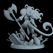 Female Tiefling Barbarian, Fighter, Ranger, PC NPC Miniature | NSFW Topless & Nude versions | 28mm, 32mm,54mm, 75mm, 100mm Scales |DnD 5e - Only-Games