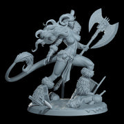 Female Tiefling Barbarian, Fighter, Ranger, PC NPC Miniature | NSFW Topless & Nude versions | 28mm, 32mm,54mm, 75mm, 100mm Scales |DnD 5e - Only-Games