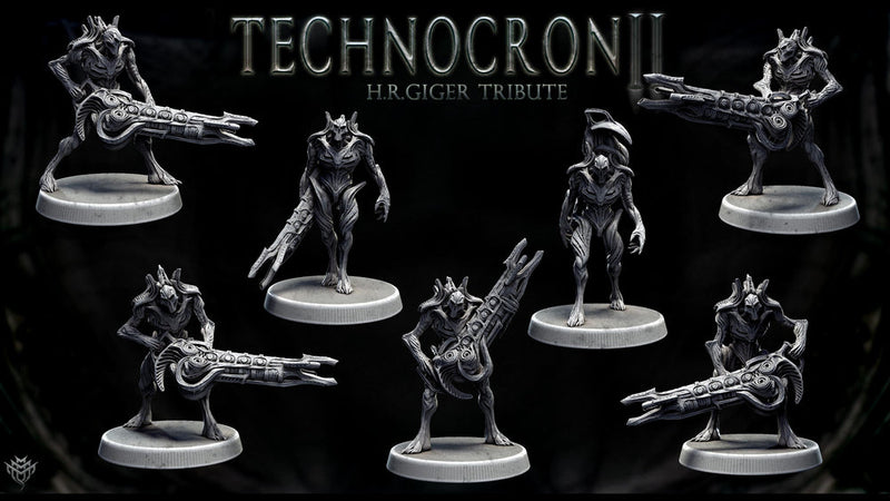 Sci-Fi Miniature Robot Fighter, H.R Giger Style | Base Diameter Sizes: 25mm,32mm, 50mm, 65mm,80mm | Resin Mini | Mini Monster Mayhem - Only-Games