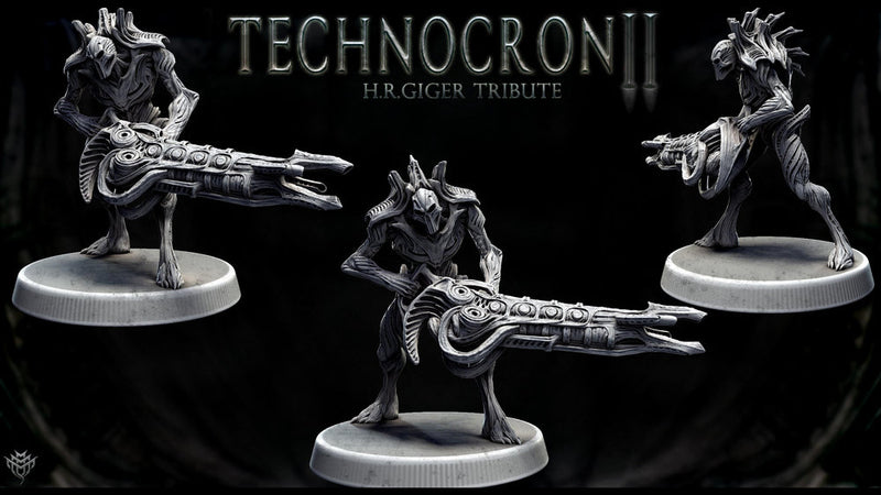Sci-Fi Miniature Robot Fighter, H.R Giger Style | Base Diameter Sizes: 25mm,32mm, 50mm, 65mm,80mm | Resin Mini | Mini Monster Mayhem - Only-Games