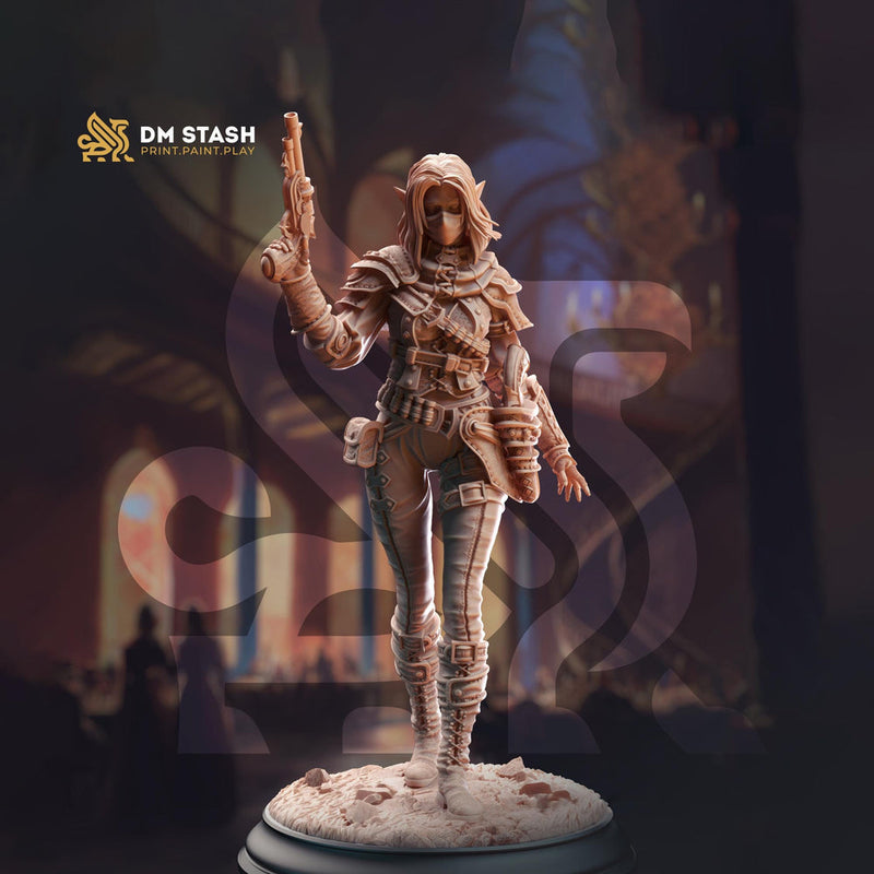 Female Elf / Half-Elf, Rogue, Fighter Gunslinger PC NPC D&D | 28mm, 32mm,54mm,75mm,100mm Scales | Dungeons and Dragons Pathfinder | DM Stash - Only-Games