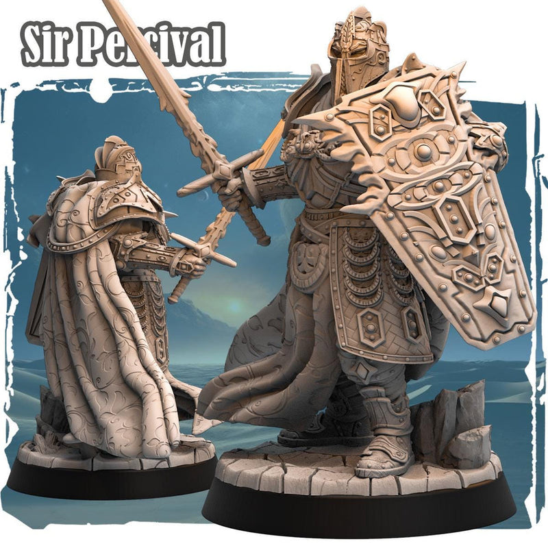 Human Paladin Fighter Sword & Shield, Platemail | Unpainted Miniature | 28mm, 32mm, 54mm,75mm,100mm Scales | Pathfinder Figure | DnD | | - Only-Games