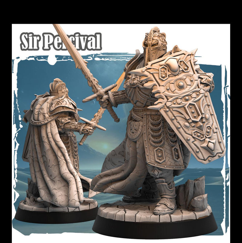 Human Paladin Fighter Sword & Shield, Platemail | Unpainted Miniature | 28mm, 32mm, 54mm,75mm,100mm Scales | Pathfinder Figure | DnD | | - Only-Games