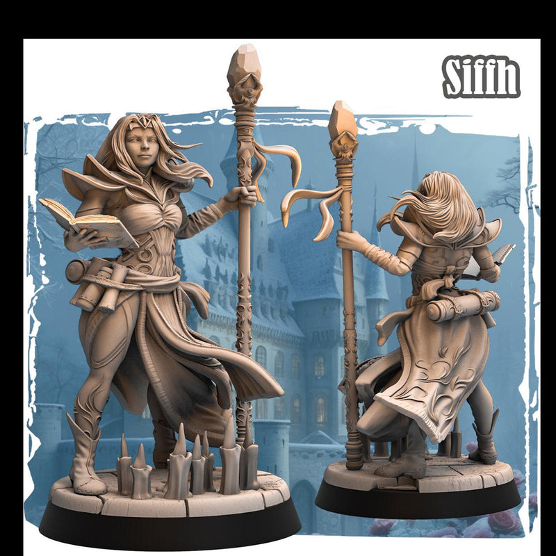 Human Female Wizard, Warlock, Sorcerer PC NPC | 28mm, 32mm,54mm, 75mm, 100mm Scale Resin Miniature | Dungeons and Dragons | - Only-Games