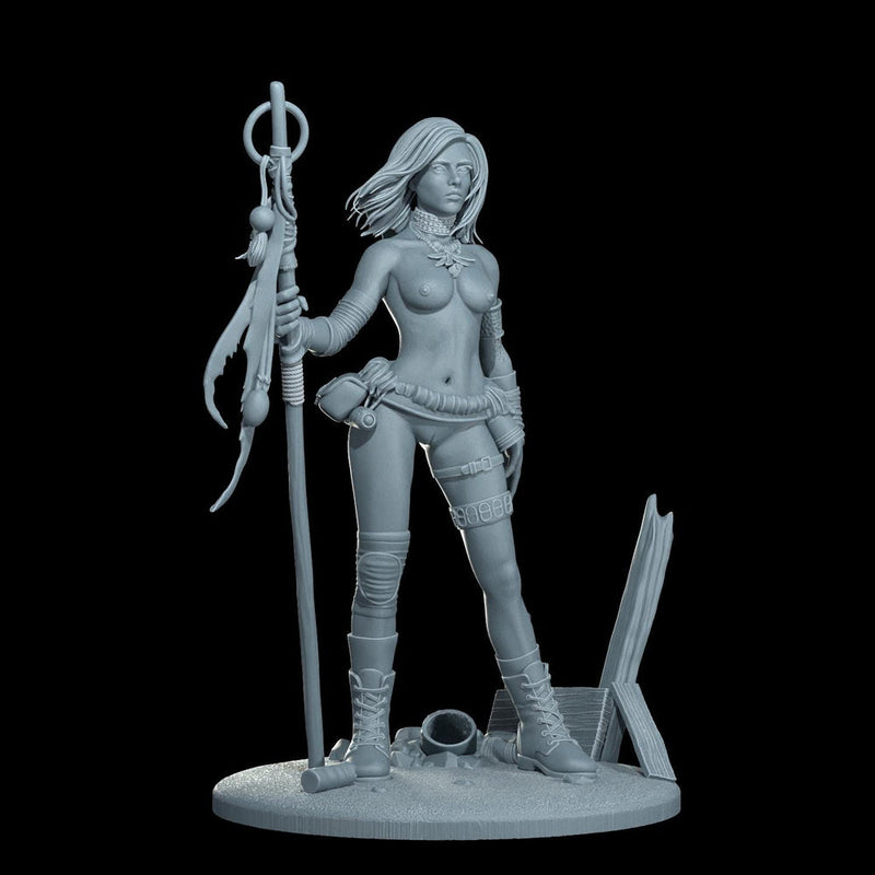 Female Sci-Fi Warrior Soldier, PC NPC Unpainted Resin Miniature | NSFW Topless & Nude versions | 28mm, 32mm,54mm, 75mm, 100mm Scales |DnD 5e - Only-Games