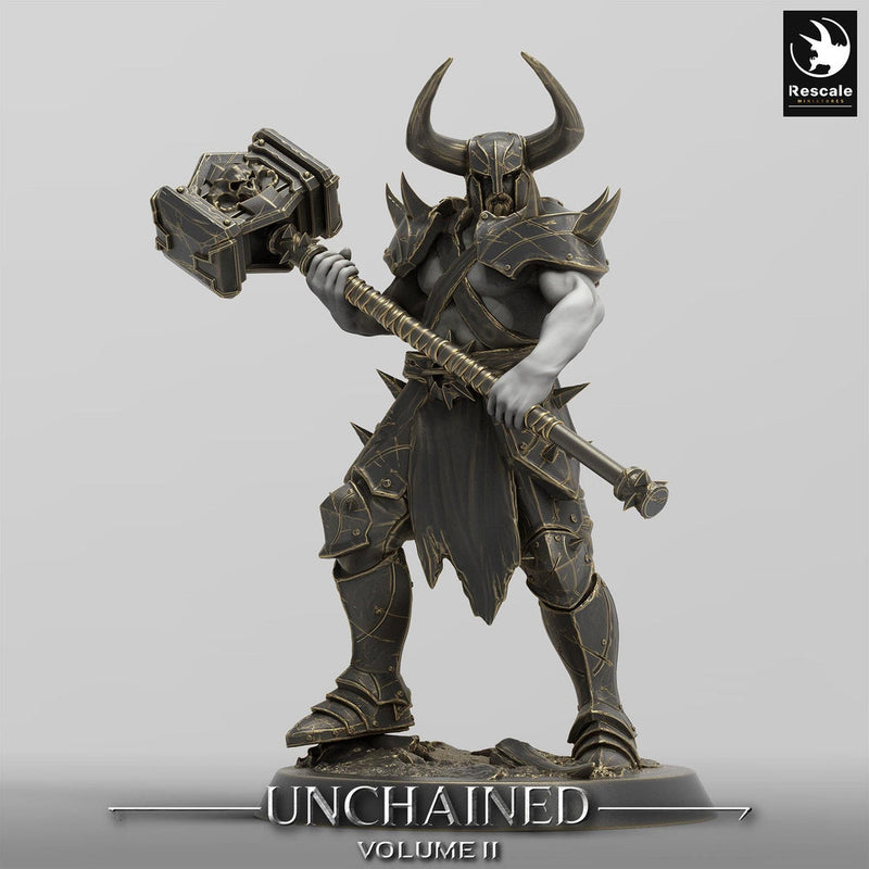 Barbarian Human / Goliath, Ranger,Fighter, with Big Hammer, DnD Unpainted Miniature| 28mm, 32mm,54mm,75mm,100mm Scales | Dungeons & Dragons - Only-Games