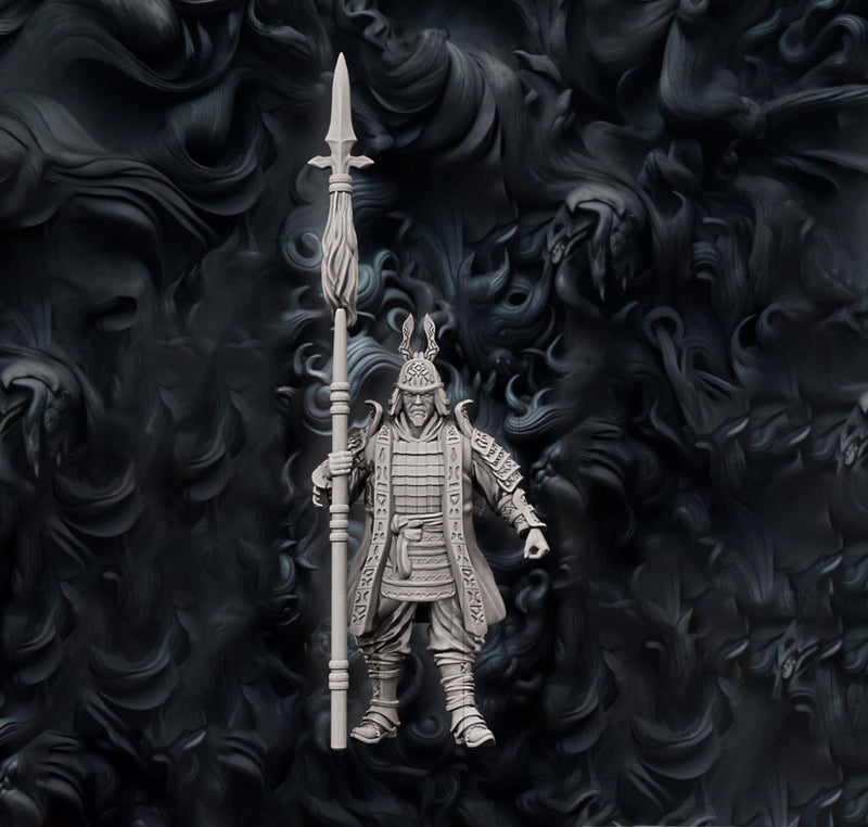 Samurai Polearm Master, Fighter Battle Master, Paladin  | DnD Unpainted Miniature 28mm,32mm,54mm,75mm,100mm Scale Figure DnD mini - Only-Games