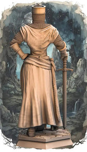 Female Paladin, Fighter, Crusader Knight, Sword  D&D 5e Mini | 28mm, 32mm,54mm,75mm,100mm Scales | Dungeons and Dragons Pathfinder | - Only-Games