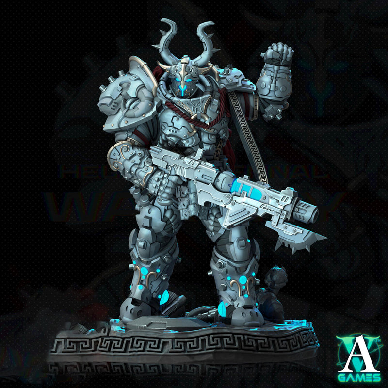 Sci-Fi Miniature Space Knight, Hellas Eternal | 28mm,32mm, 54mm, 75mm,100mm Scales | Resin Mini | Archvillain Games - Only-Games