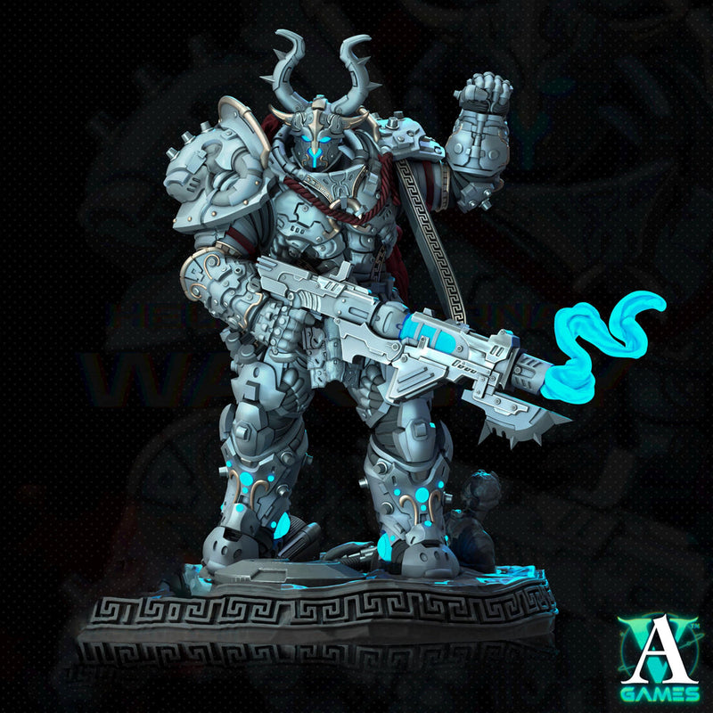 Sci-Fi Miniature Space Knight, Hellas Eternal | 28mm,32mm, 54mm, 75mm,100mm Scales | Resin Mini | Archvillain Games - Only-Games