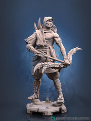 Human  Rogue Assassin Ranger Ninja PC NPC | UNPAINTED Miniature | 28mm,32mm,54mm,75mm,100mm Scales | Pathfinder Figure DnD | Figurine - Only-Games