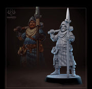 Human Male Fighter, Guard, Ranger with Polearm PC / NPC  | 28mm, 32mm,54mm,75mm,100mm Resin Miniature |Dungeons and Dragons |Mammoth Factory - Only-Games