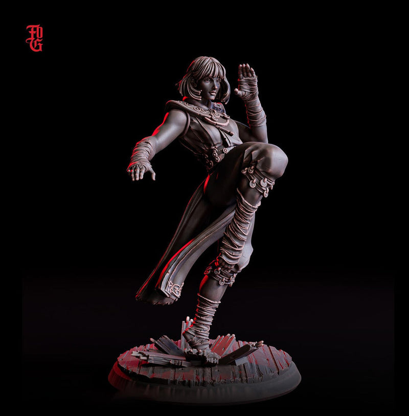 Female Human Monk PC NPC Unpainted Miniature | 28mm, 32mm,54mm, 75mm, 100mm Scale Resin Mini | Dungeons and Dragons D&D 5e | Flesh of Gods - Only-Games