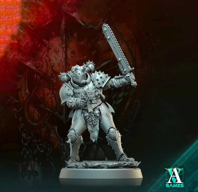 Sci-Fi Miniature Chaos Space Knight, Orbita Hellscape Legions Marauder | 28mm,32mm, 54mm, 75mm,100mm Scales | Resin Mini | Archvillain Games - Only-Games