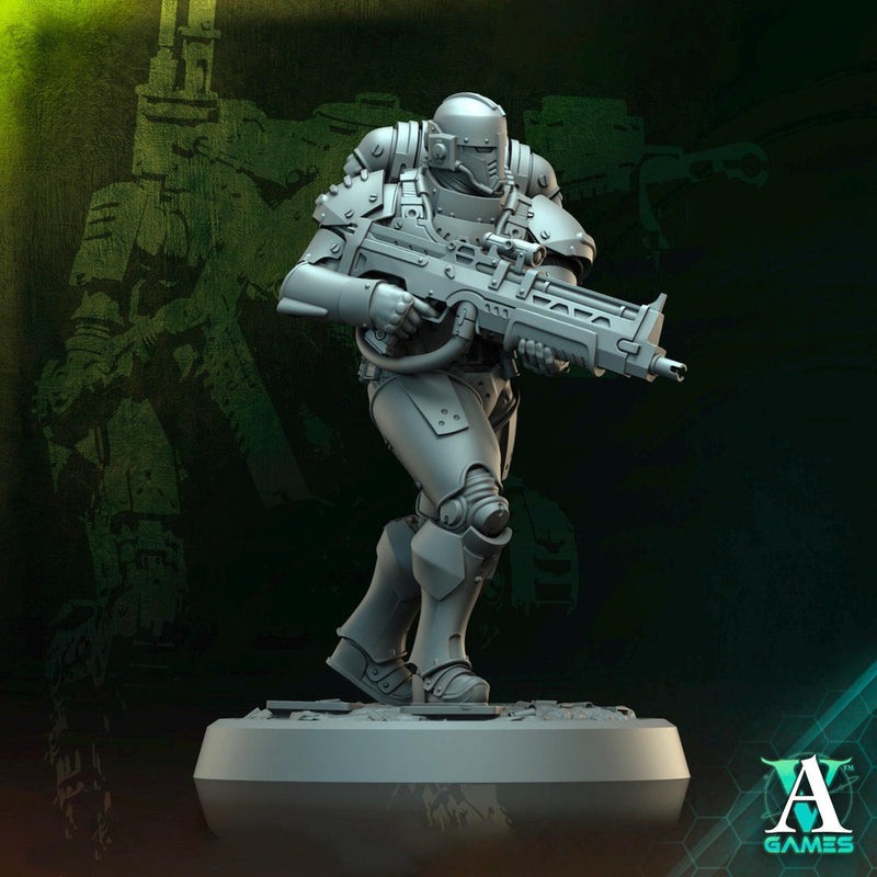Sci-Fi Miniature Space Soldier Argo Commando |  28mm,32mm Scales & 54mm,75mm,100mm TALL | Resin Mini | Shocktrooper TPG | Archvillain Games - Only-Games