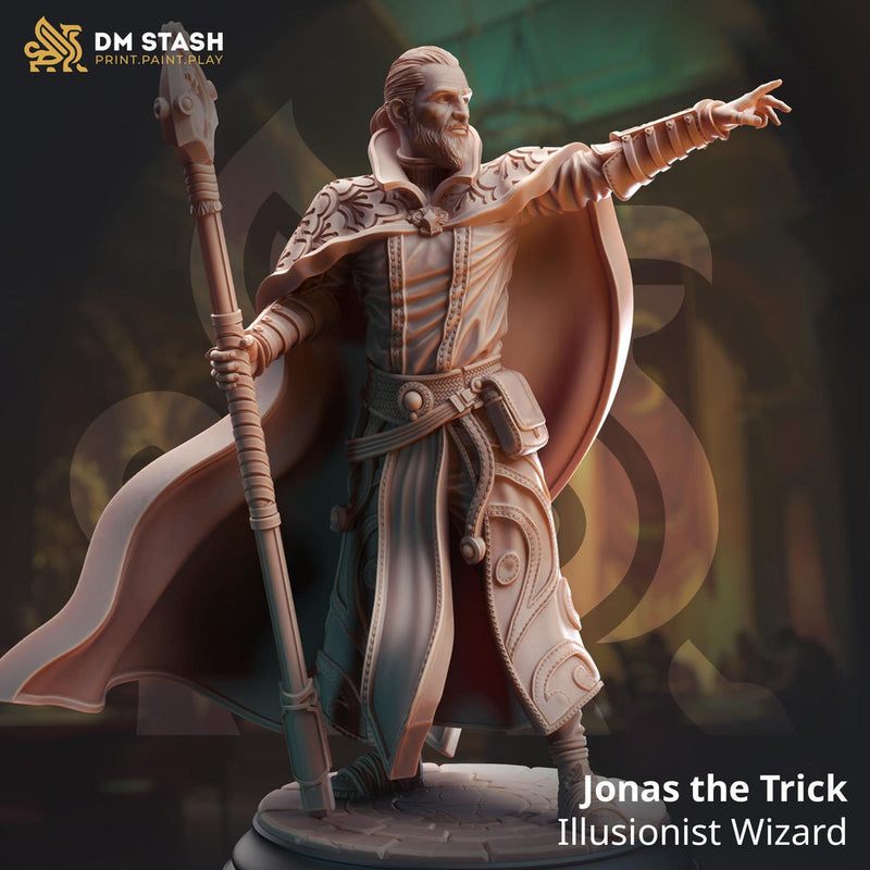 Human Illusionist Wizard, Warlock, Sorcerer PC / NPC Resin Figure | 28mm, 32mm,54mm,75mm, 100mm Scales | Dungeons and Dragons  5E | DM Stash - Only-Games