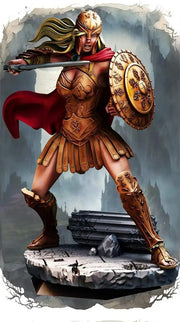 Female  Battlemaster Fighter, Sword and Shield  D&D 5e Mini | 28mm, 32mm,54mm,75mm,100mm Scales | Dungeons and Dragons Pathfinder | - Only-Games
