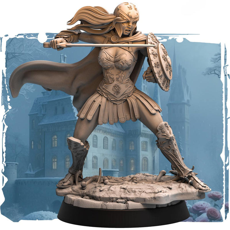 Female  Battlemaster Fighter, Sword and Shield  D&D 5e Mini | 28mm, 32mm,54mm,75mm,100mm Scales | Dungeons and Dragons Pathfinder | - Only-Games