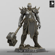 Barbarian, Ranger, Fighter,  Big Hammer, Unpainted Miniature| 28mm, 32mm,54mm,75mm,100mm Scales | Dungeons and Dragons 5E | Pathfinder - Only-Games