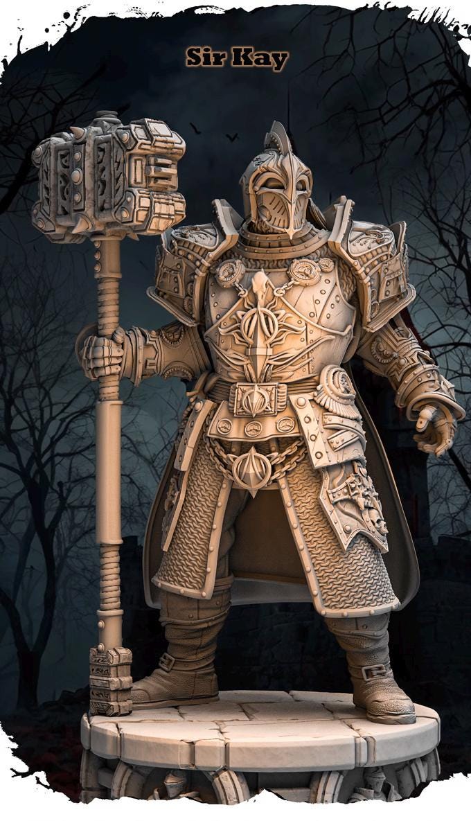 Human Cleric, Paladin Fighter Maul and Platemail | Unpainted Miniature | 5 Sizes /Scales |DnD - Only-Games