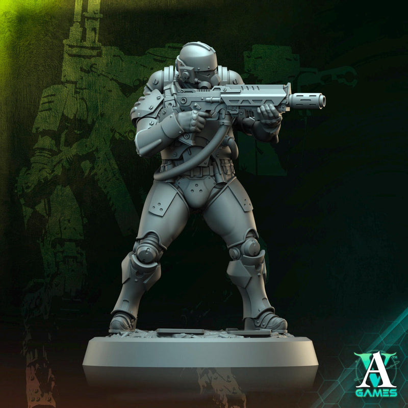 Sci-Fi Miniature Space Soldier Argo Commando |  28mm,32mm Scales & 54mm,75mm,100mm TALL | Resin Mini | Shocktrooper TPG | Archvillain Games - Only-Games
