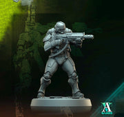 Sci-Fi Miniature Space Soldier Argo Commando |  28mm,32mm Scales & 54mm,75mm,100mm TALL | Resin Mini | Shocktrooper TPG | Archvillain Games - Only-Games