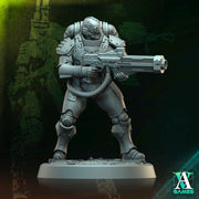 Sci-Fi Miniature Space Soldier Argo Commando |  28mm,32mm Scales & 54mm,75mm,100mm TALL | Resin Mini | Shocktrooper TPG | Archvillain Games - Only-Games