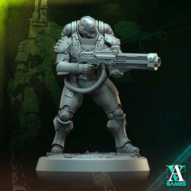 Sci-Fi Miniature Space Soldier Argo Commando |  28mm,32mm Scales & 54mm,75mm,100mm TALL | Resin Mini | Shocktrooper TPG | Archvillain Games - Only-Games