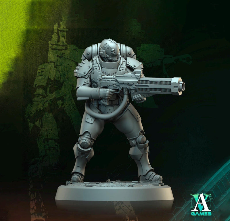 Sci-Fi Miniature Space Soldier Argo Commando |  28mm,32mm Scales & 54mm,75mm,100mm TALL | Resin Mini | Shocktrooper TPG | Archvillain Games - Only-Games