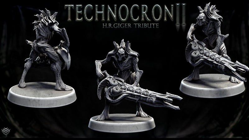 Sci-Fi Miniature Robot Fighter, H.R Giger Style | Base Diameter Sizes: 25mm,32mm, 50mm, 65mm,80mm | Resin Mini | Mini Monster Mayhem - Only-Games