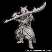 WereFox Fighter Samurai, Fox Folk, Kitsune | DnD Miniature 28mm,32mm,54mm, 75mm,100mm Scale Pathfinder Figure/ DnD Figurine unpainted - Only-Games