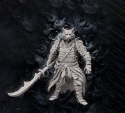 WereFox Fighter Samurai, Fox Folk, Kitsune | DnD Miniature 28mm,32mm,54mm, 75mm,100mm Scale Pathfinder Figure/ DnD Figurine unpainted - Only-Games
