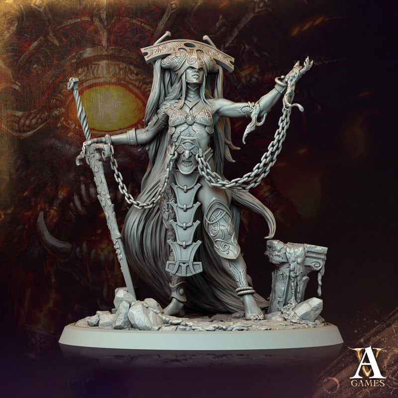 Human Female Sorcerer Warlock Cleric Necromancer |28mm,32mm,54mm,75mm,100mm Scales| Dungeons and Dragons | Pathfinder | Archvillain Games - Only-Games