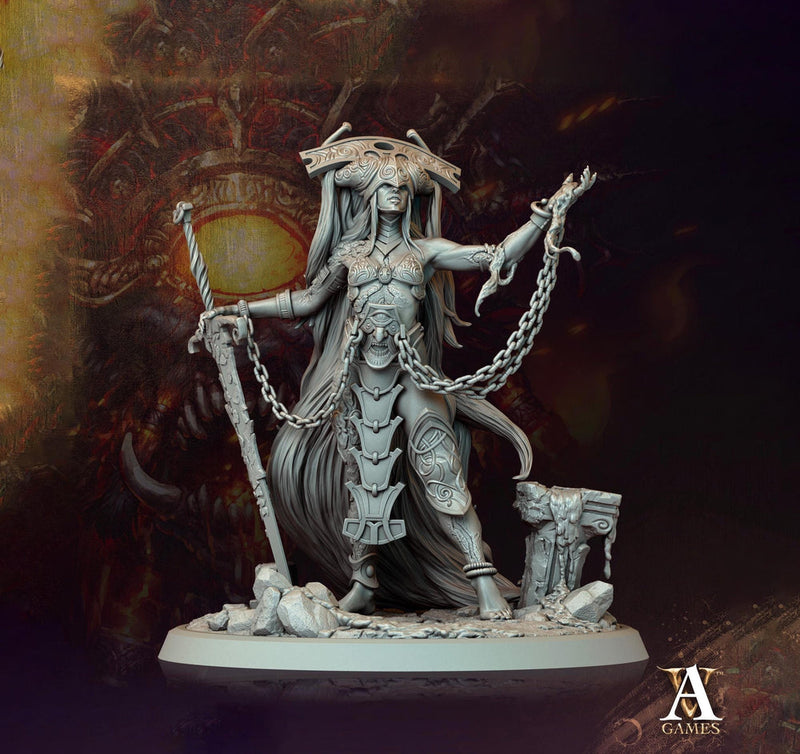 Human Female Sorcerer Warlock Cleric Necromancer |28mm,32mm,54mm,75mm,100mm Scales| Dungeons and Dragons | Pathfinder | Archvillain Games - Only-Games