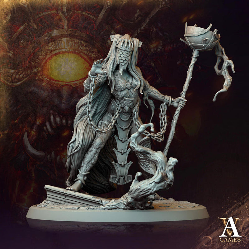 Human Female Sorcerer Warlock Cleric Necromancer |28mm,32mm,54mm,75mm,100mm Scales| Dungeons and Dragons | Pathfinder | Archvillain Games - Only-Games