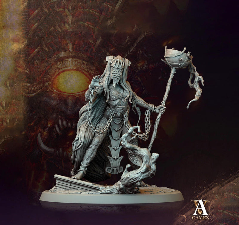 Human Female Sorcerer Warlock Cleric Necromancer |28mm,32mm,54mm,75mm,100mm Scales| Dungeons and Dragons | Pathfinder | Archvillain Games - Only-Games